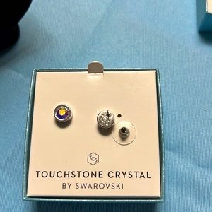 Touchstone crystal aurora boreale ice earrings. New in box.